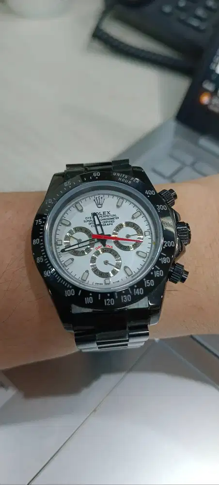 Jam Rolex dayton black mesin batt normal stainles 650k siap pakai