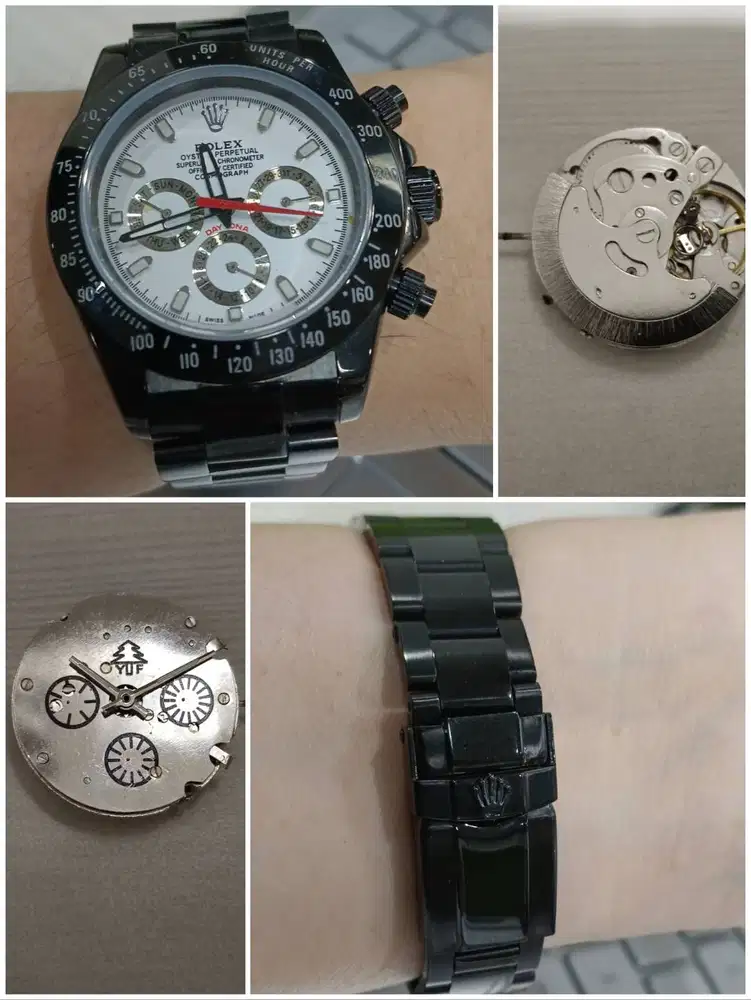 Jam Rolex dayton black ganti mesin bat normal stainles 650k siap pakai