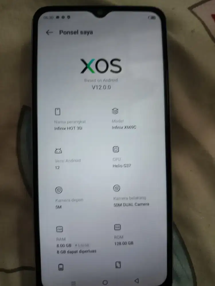 Infinix Hot 30i Ram 8+8/128gb HP+Charger