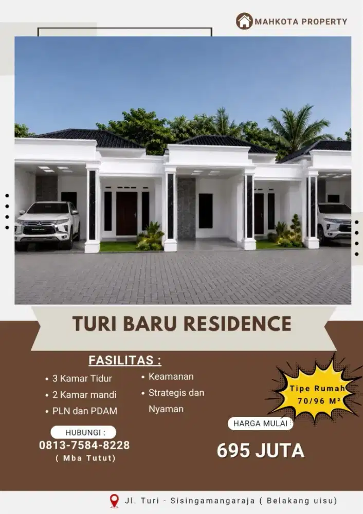 3 MENIT DARI KAMPUS UISU, TIPE 70 FREE KANOPI COR