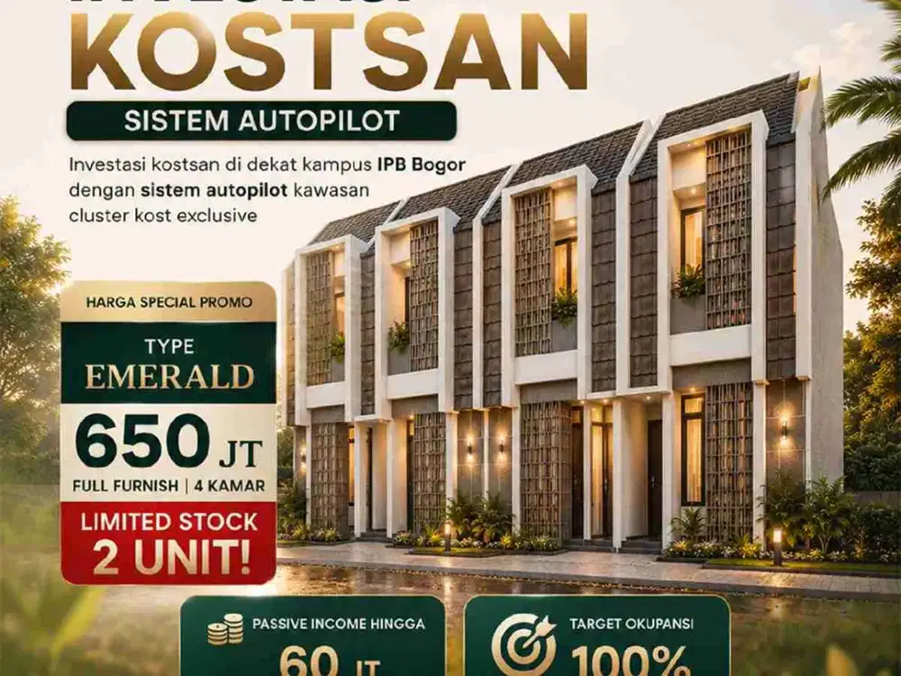 Jual Rumah Kost Premium IPB Bogor,Promo Bulan Juli