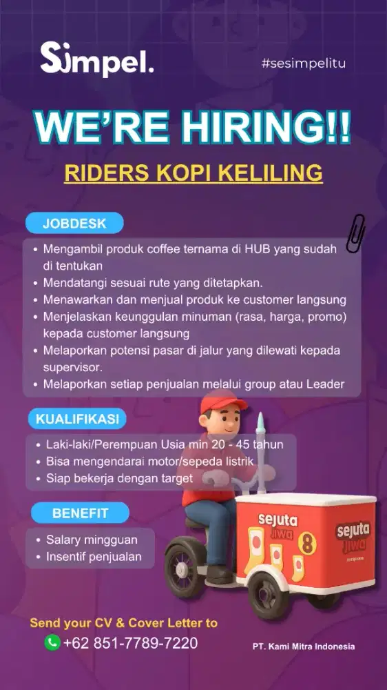 Dibutuhkan Loker Segera Untuk Riders Sejuta Jiwa