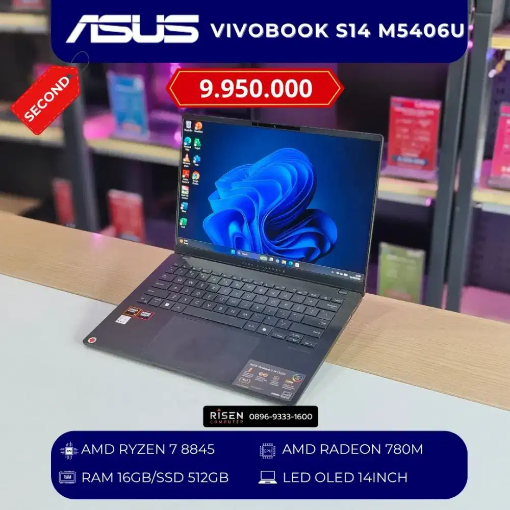 ASUS VIVOBOOK S14 M5406U Ryzen 7-8845HS RAM 16GB SSD 512GB FHD+ 14inch