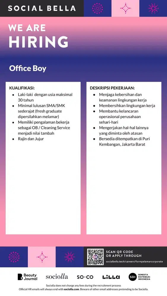 Lowongan Pekerjaan: Office Boy (Puri Kembangan, Jakarta Barat)