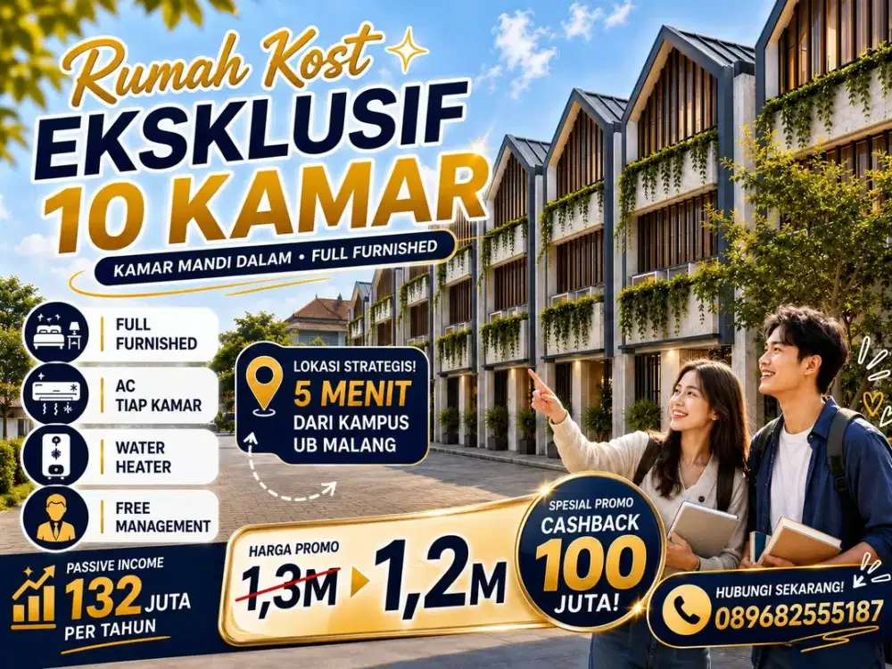 kost 10 kamar dekat kampus UNISMA merjosari di jual