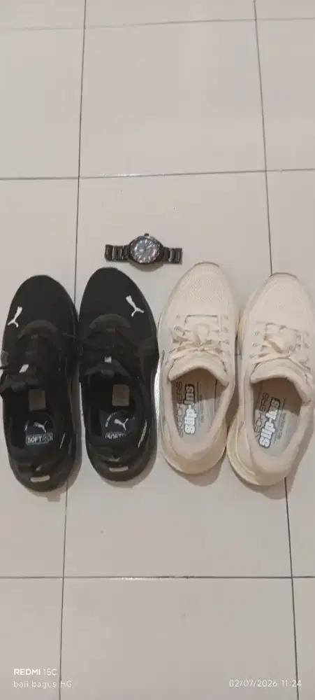 Sepatu ori merk puma& sketcher sama jam tangan pria AC ORI