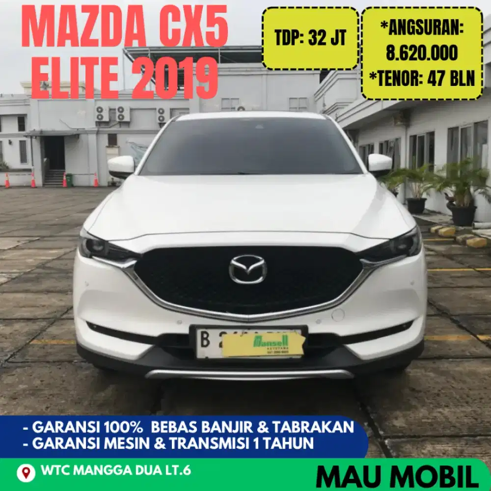 Pajak 1 THN, TDP 32JT, Mazda CX5 Elite 2019/2020 Putih, KM 55rb