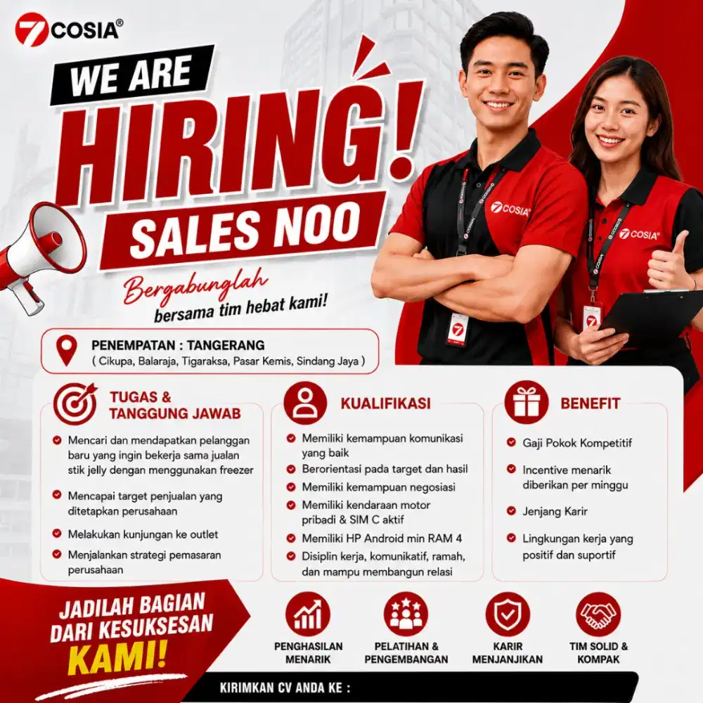 Lowongan Sales NOO Area Tangerang Gaji + Insentif Menarik