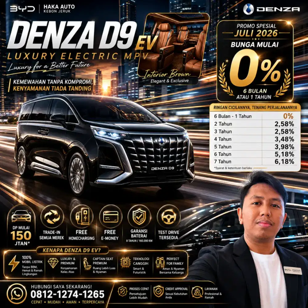 DENZA D9 EV Promo |DP 150 Jutaan|Bunga 0%|Free Home Charger|BYD HAKA