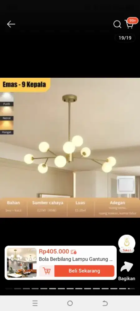 Lampu Minimalis 9 Bohlam