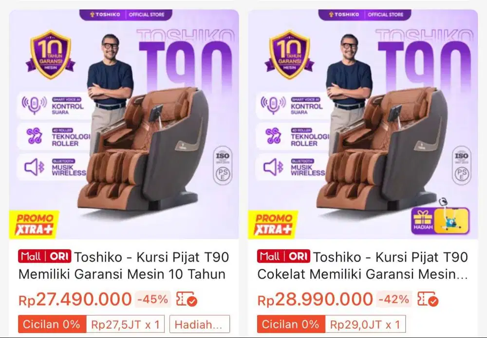 Jual kursi pijat merek toshiko seri T90