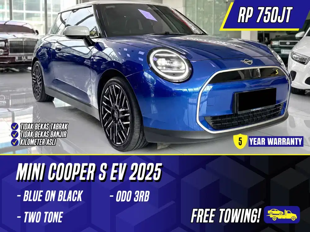 Mini Cooper S EV 2025 NIK 2024 Blue on Black ( Two Tone ) Biru 3 Door