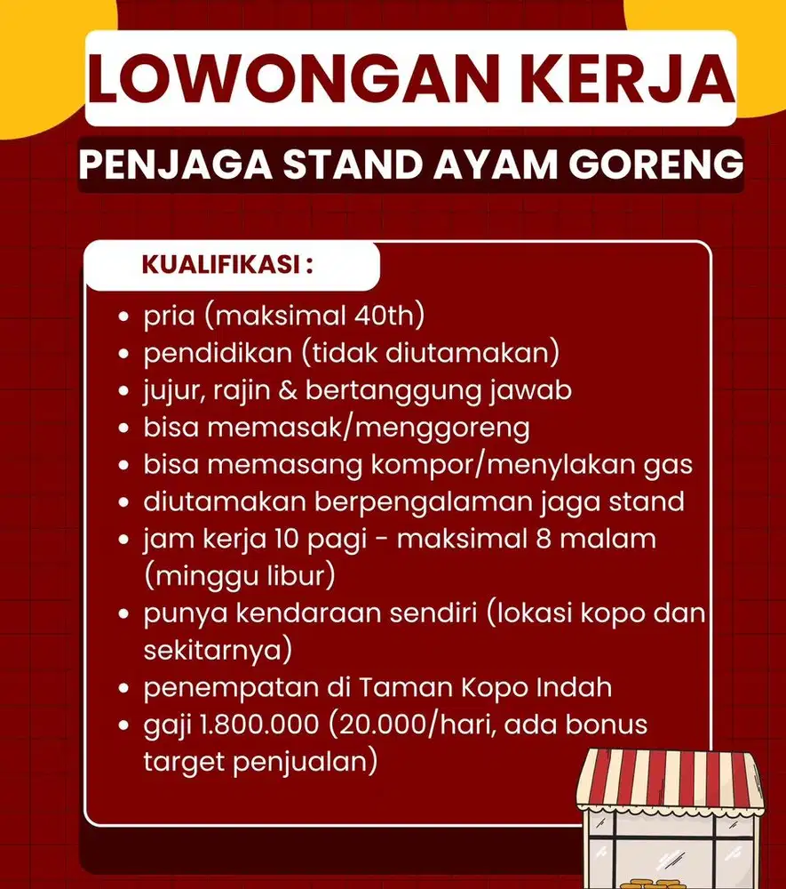 Loker/ lowongan kerja jual ayam goreng