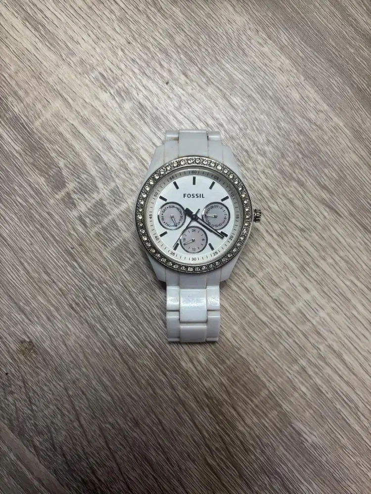 Jam Tangan Fossil ES1967 Original Wanita White Ceramic Multifunction