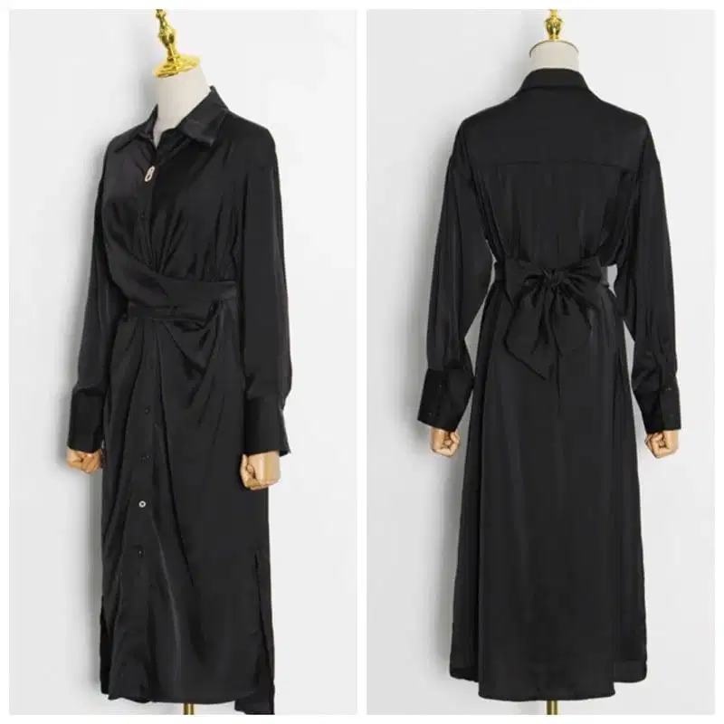Dress panjang hitam fashion korea premium import Marveile