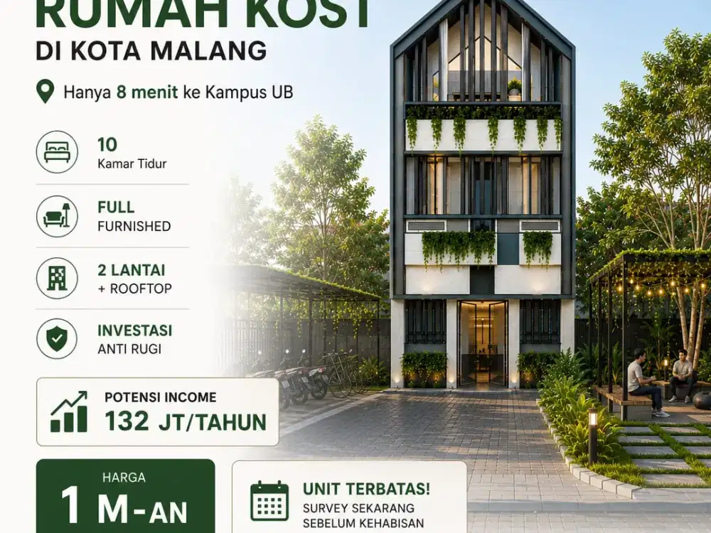 kost 10 kamar  di jual dekat kampus UNISMA