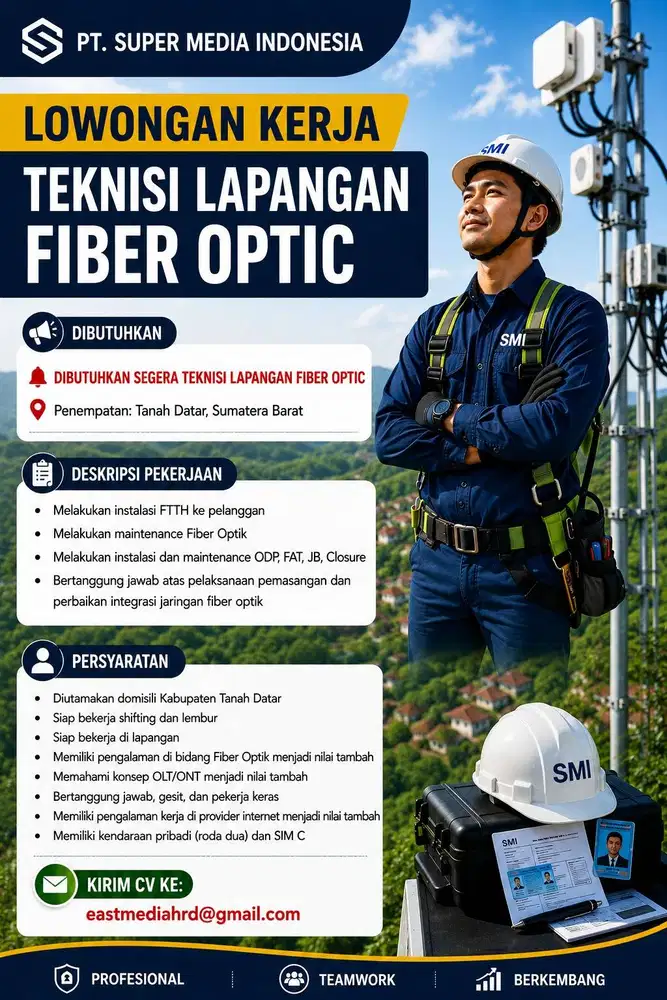 Lowongan Kerja Teknisi Lapangan Fiber Optic