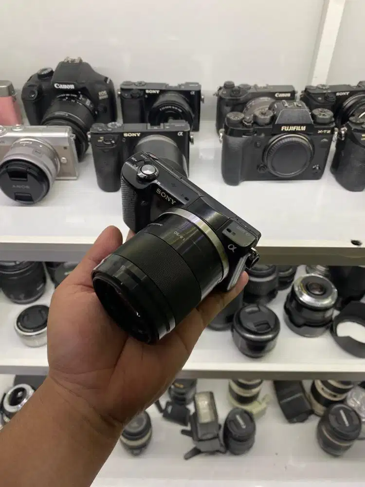 Kamera A5000 lensa fix 50mm normal siap pakai