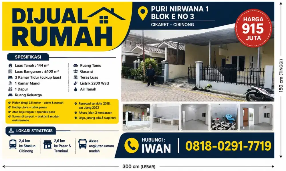Dijual Rumah Puri Nirwana 1 Blok E No 3