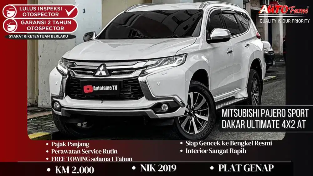 Mitsubishi Pajero Sport Dakar Ultimate 4x2 AT White On Beige NIK 2019