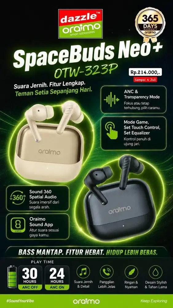 TWS ANC Oraimo SpaceBuds Neo+ OTW-323P