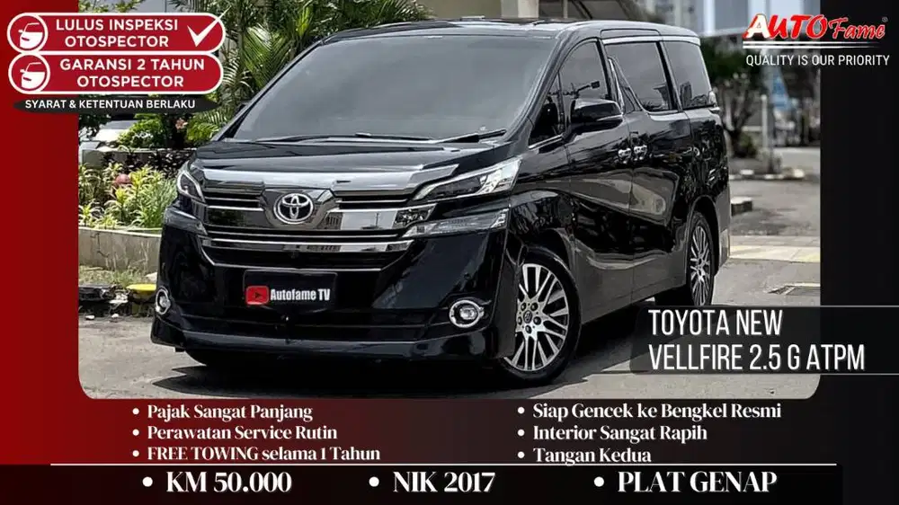Toyota New Vellfire 2.5 G ATPM NIK 2017 Black On Black Pilot Seat