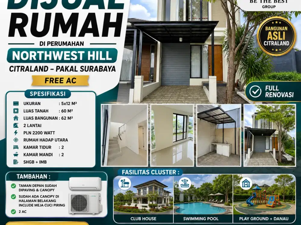 2 LANTAI SEMI FURNISHED!! RUMAH DIJUAL DI PERUMAHAN GRAND PAKUWON TANDES SURABAYA CLUSTER ADELAIDE