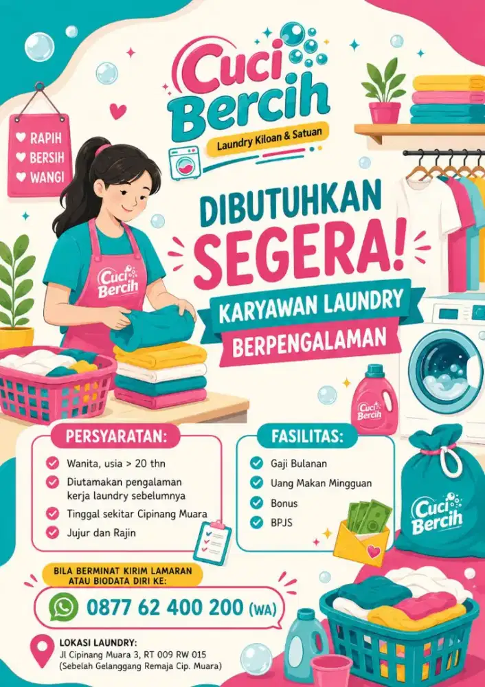 Dicari Pegawai Laundry Berpengalaman