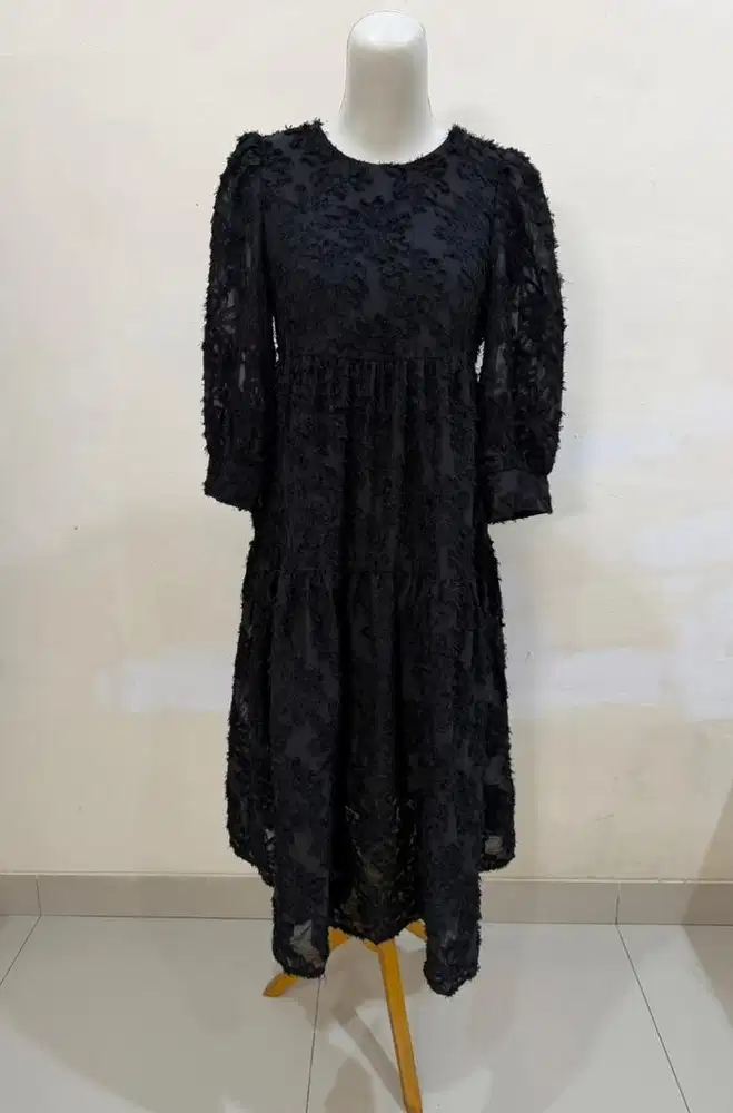 Dress urban & co hitam lengan panjang fashion import premium