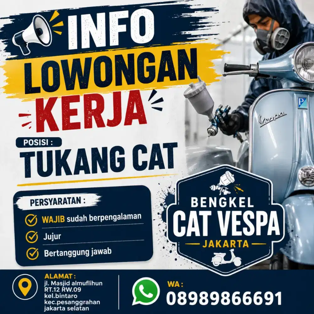 DICARI TUKANG CAT VESPA