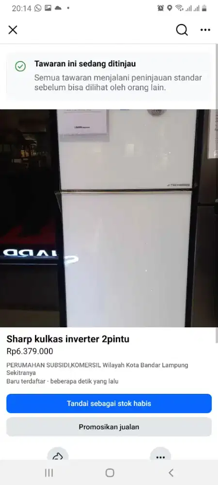 Sharp kulkas 2pintu inverter