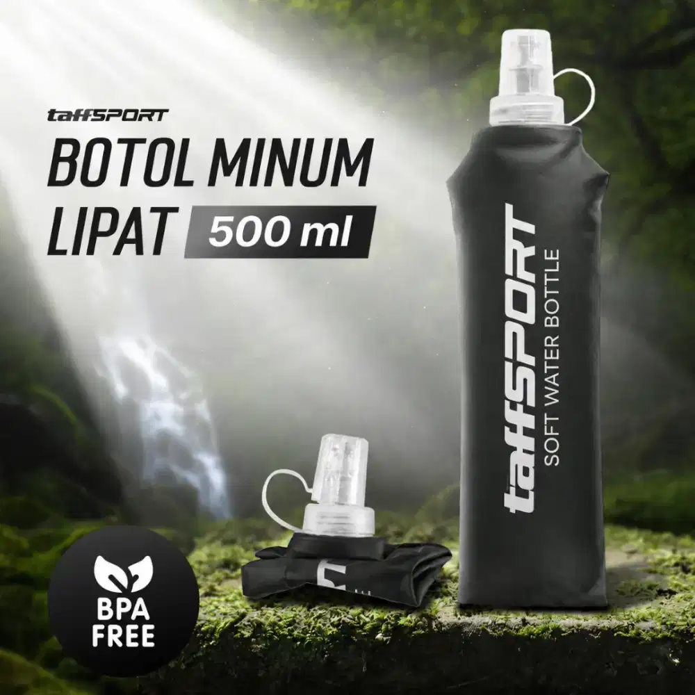 TaffSPORT Botol Minum Lipat Soft Flask Foldable Water Bottle TPU 500ml