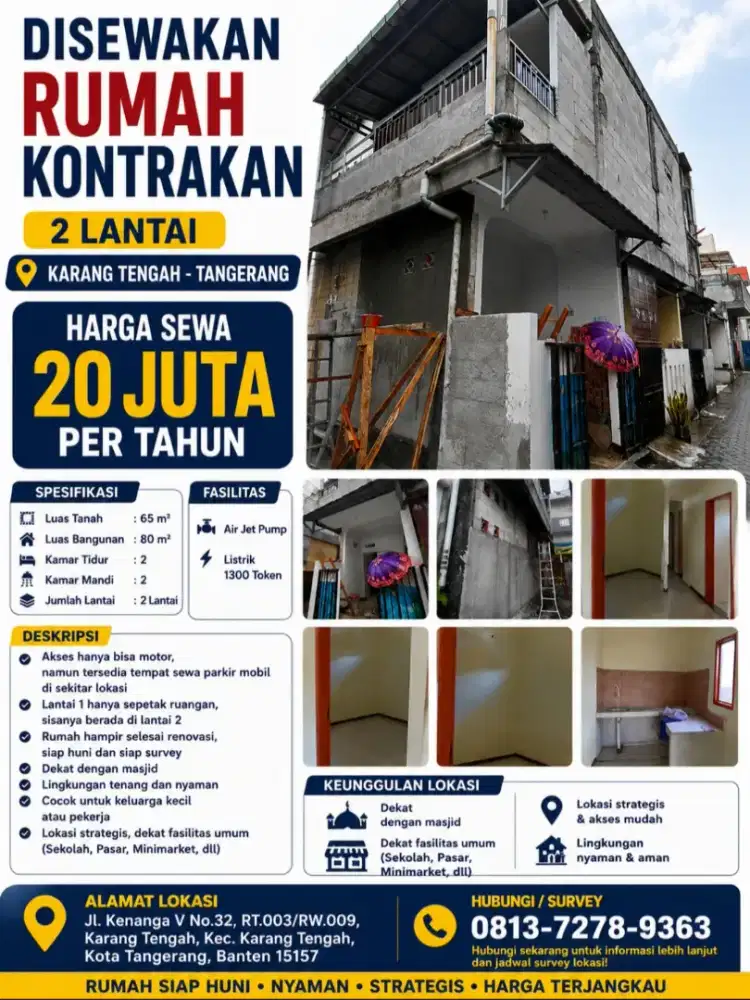 Kontrakan 2 Lantai 2 KT 2 KM Renovasi Baru Siap Huni – Karang Tengah