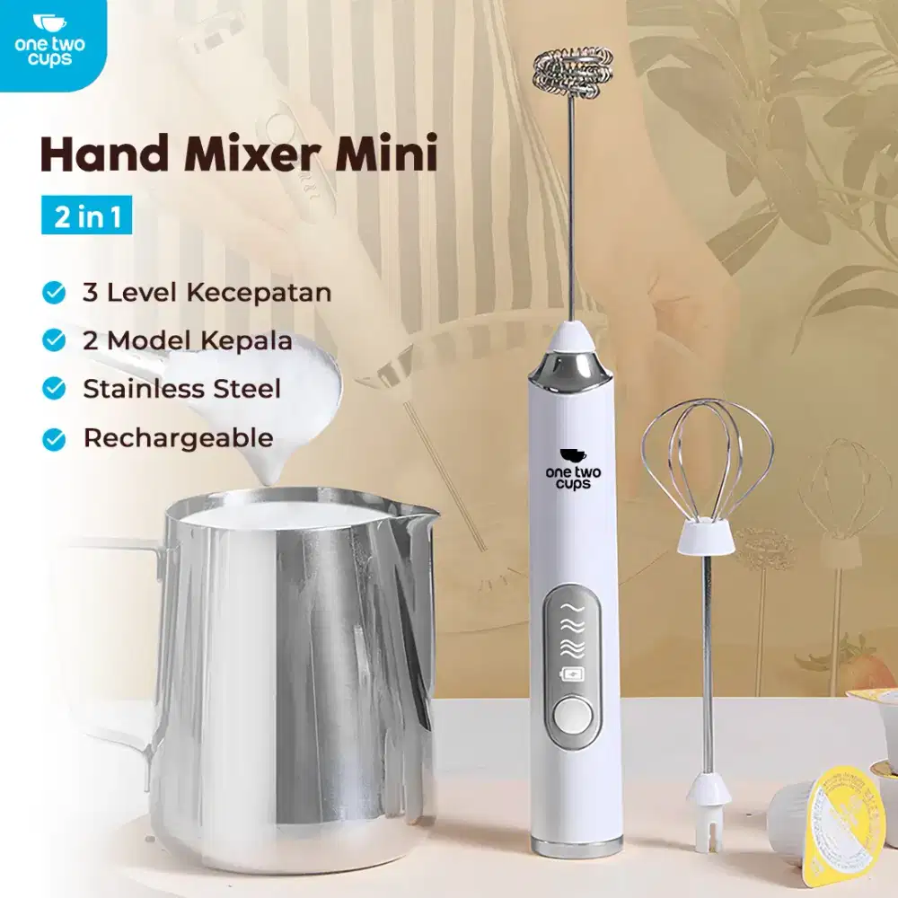 One Two Cups Hand Mixer Mini 2in1 Pengocok Telur Whisk Milk Frother