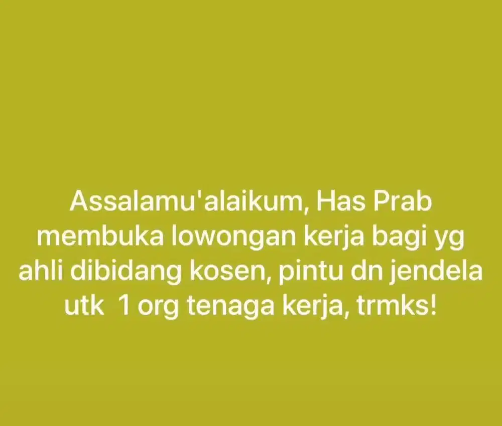 dibutuhkan tukang prabot ahli bidang kosen, pintu, jendela
