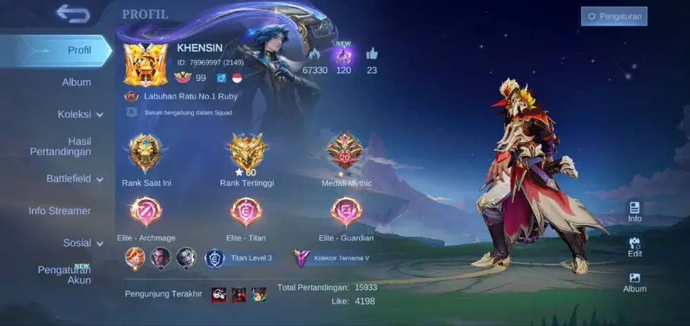 DIJUAL AKUN MOBILE LEGEND KOLEKTOR TERNAMA V.