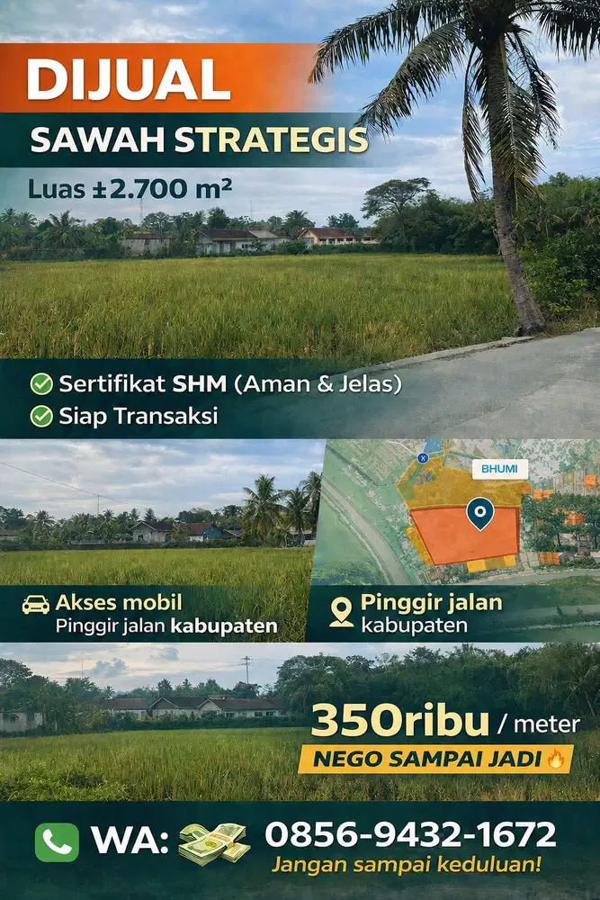 Dijual sawah produktif, dan bisa untuk usaha