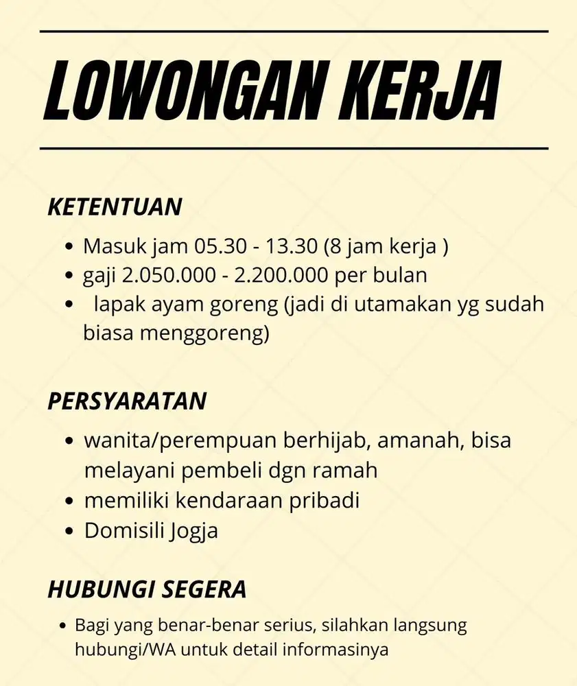 dibutuhkan tenaga kerja