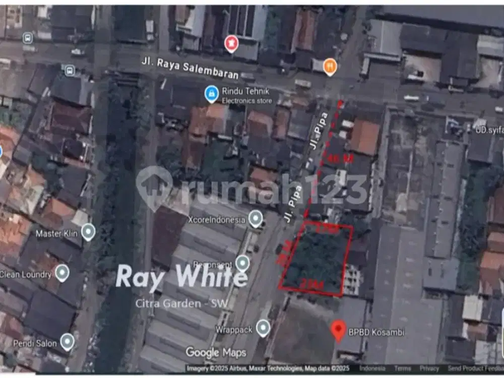 Tanah Dijual LT: 560M2 (20X28), Barat, Dekat Exit Toll Kataraja, Daerah Pergudangan-Pabrikan, Jl Pipa - 50Mt ke Salembaran Raya, Kosambi, Tangerang