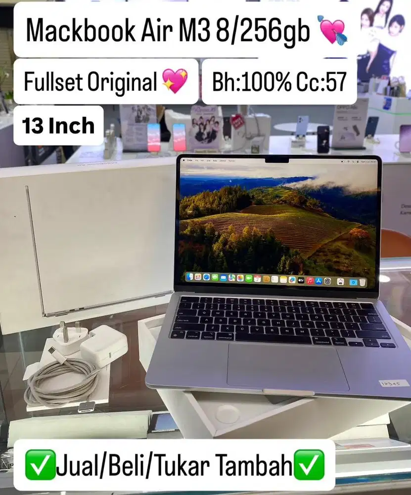 Macbook Air M3 256 Gb Silver Fullset Original