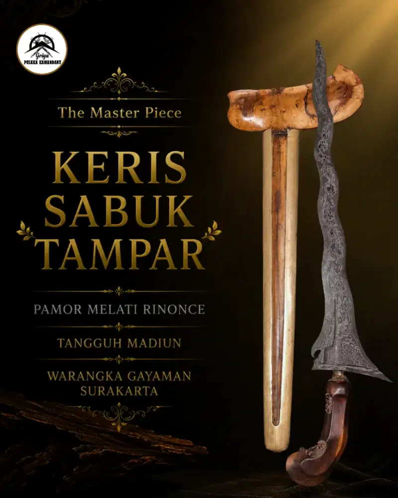 Keris Sabuk Tampar Luk 9 Pamor Melati Rinonce Tangguh Madiun