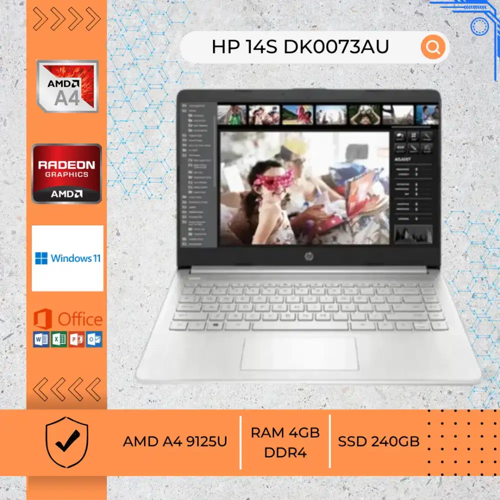 LAPTOP BEKAS HP 14S DK0073AU AMD A4 9125U RAM4GB DDR4 SSD 240GB 14INCH