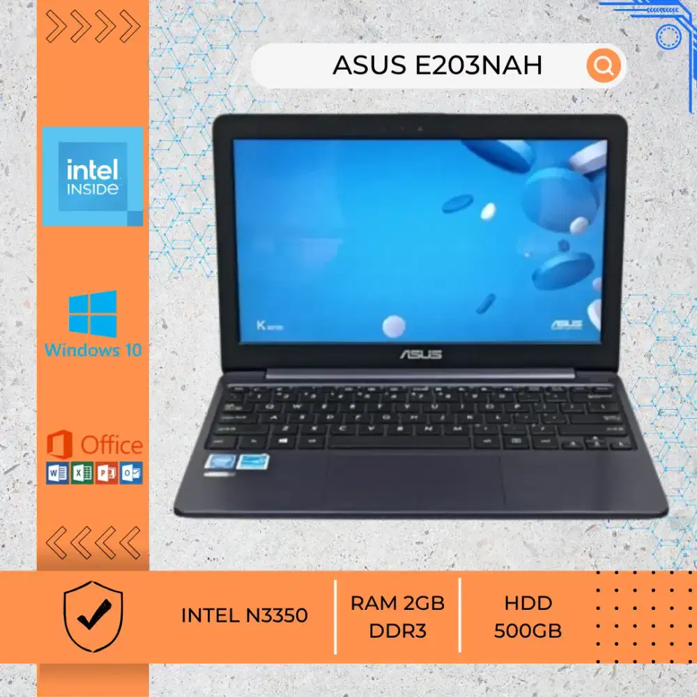 LAPTOP BEKAS ASUS E203NAH INTEL N3350 RAM 2GB DDR3 HDD 500GB 12INCH