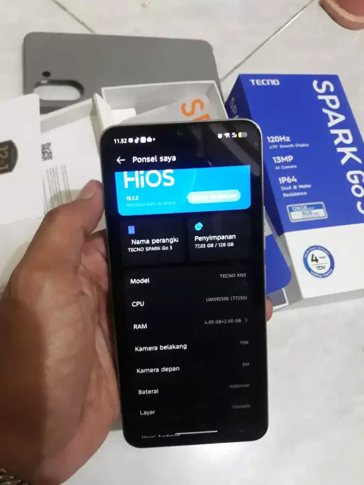 Tecno spark Go 3, ram 8 (4+4 ) + 128 GB