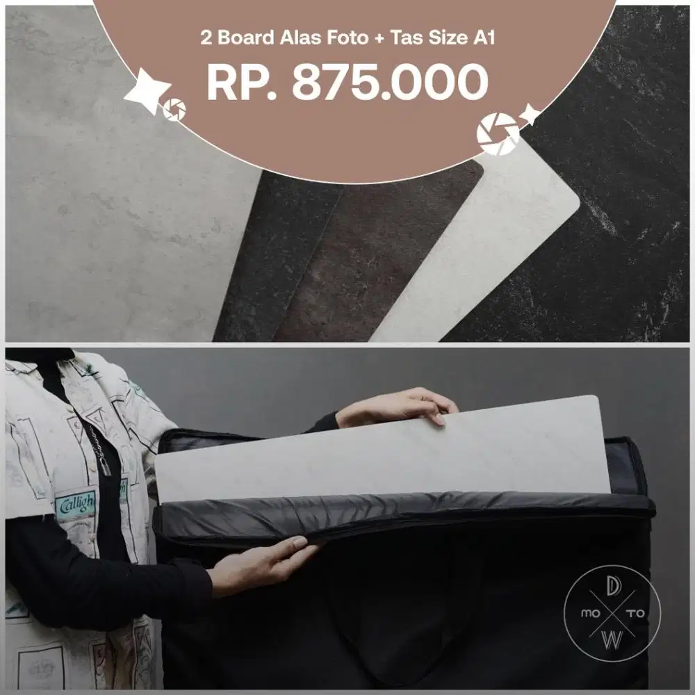 Tas dan 2 Board Alas Foto / Background Motodw Size A1  (60x90cm)