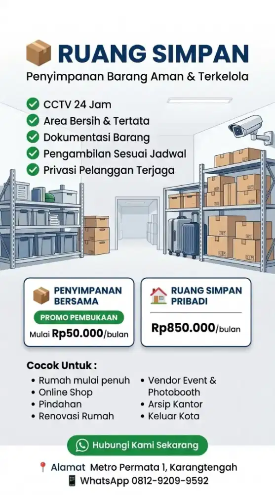 Titip Barang Aman | Storage Bulanan Mulai Rp50 Ribu