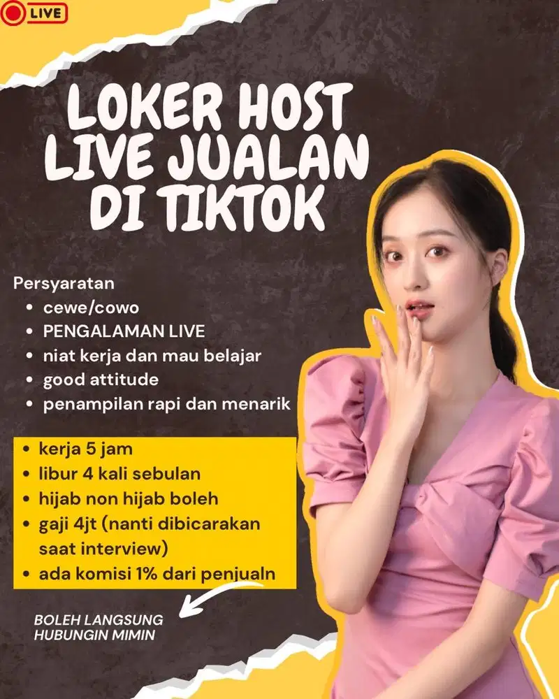 LOKER HOST LIVE JUALAN