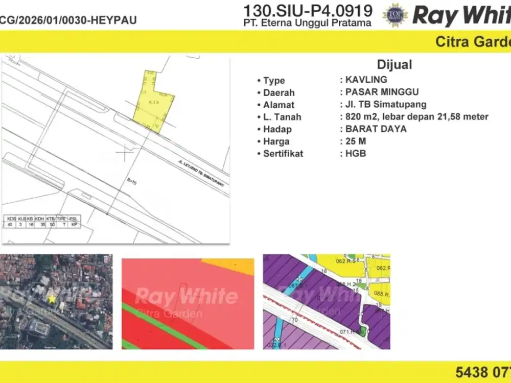 Jual Tanah 820 M HGB Tb Simatupang Jaksel Exclusive Are0030heypau