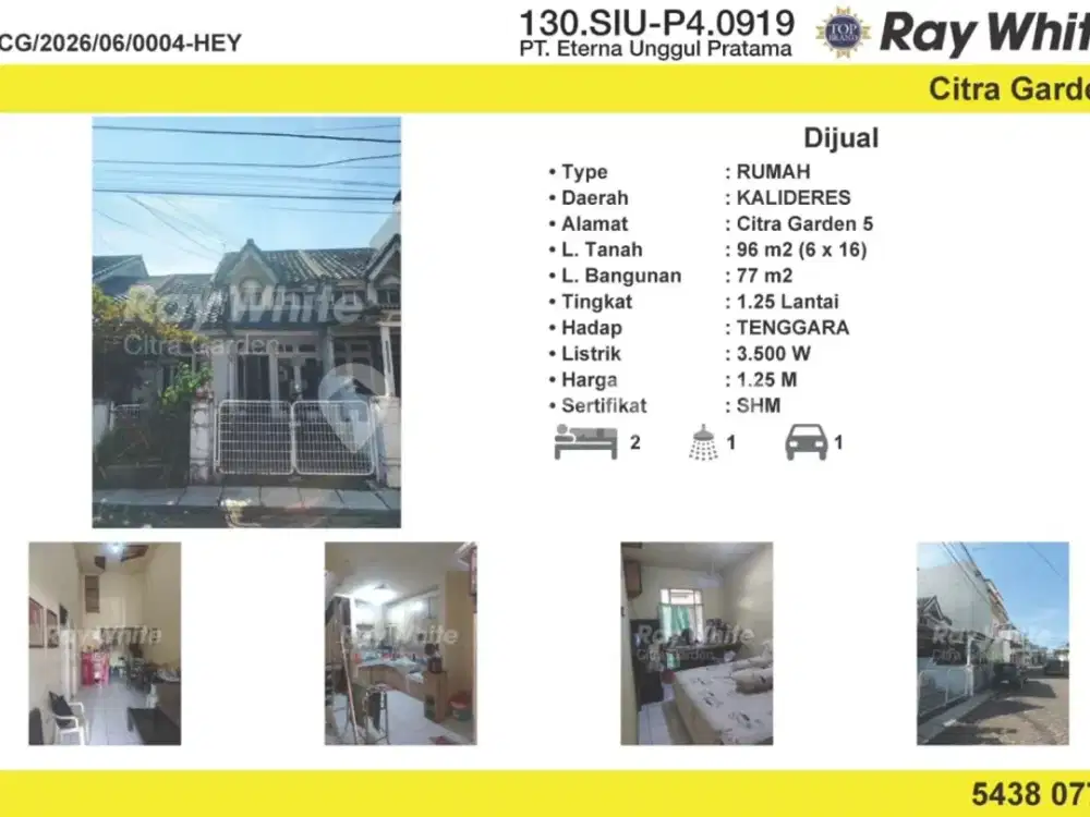 Dijual Rumah Murah Citra Garden 5 Jakarta Barat Code Cash-Hey