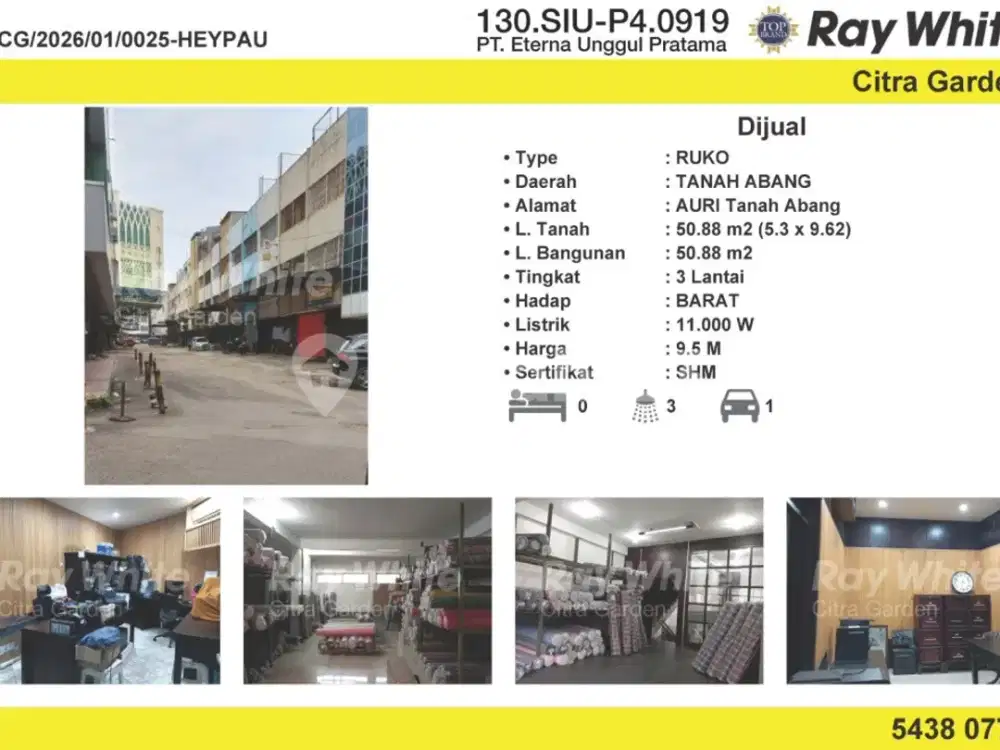 Jual Ruko Tanah Abang 3 Lantai SHM Furnish Exclusive 0025_Heypau